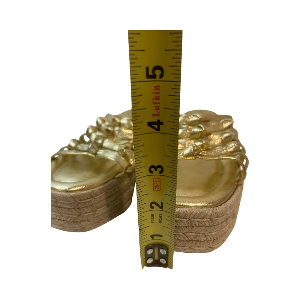 Paloma Barcelo "Jama" Gold Leather Sandals Women's Espadrilles Made in Spain, 38 - Picture 3 of 11